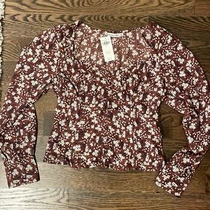 Abercrombie Brown Floral Long Sleeve Shirt